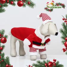 Новогодний костюм для собак «Клаус», размер 2XL (ДС 45, ОГ 55 см)