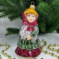 Irena-Co елочная игрушка, стекло Девочка с кроликом-3 (Символ года 2023) (12х7х6см)