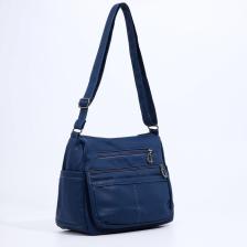 Сумка - мешок женская на молнии, 27x13x20 см, синяя