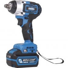 Гайковерт ударный аккумуляторный бесщеточный (далее по тексту – гайковерт) предназначен для закручивания и раскручивания резьбовых соединений. С его помощью осуществляется монтаж гаек, болтов и анкеров. Инструмент обладает мощным крутящим моментом, благодаря чему может раскручивать резьбовые соединения, на которые ручных усилий может быть недостаточно. Применение гайковерта ускоряет работу в десятки раз. Гайковерт позволяет быстро закреплять детали из любых материалов (дерево, металл, пластмасса) и эффективно отвинчивать даже заржавевшие гайки и болты. Область применения не только в строительстве, но и для автолюбителей, например, при замене колес. Возможно расширение функциональных возможностей, благодаря использованию аксессуаров и дополнительных принадлежностей.Для удобства пользователя на корпусе установлен светодиод подсветки рабочей зоны.Преимущество бесщеточного двигателя: большая износостойкость инструмента. Отсутствие щеток снижает пожароопасность инструмента. Бесщеточный двигатель может в считанные секунды развить максимальную скорость за счет своего строения. В работе не подвержен перегреву.Вид климатического исполнения данной модели УХЛ3.1 по ГОСТ 15150-69 (п.3.2), то есть предназначена для работы в условиях умеренного климата с диапазоном рабочих температур от -10 до +40 °C и относительной влажности не более 80%.