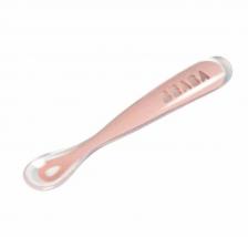 Эргономичная силиконовая ложка Beaba 4+Pink