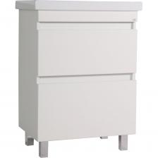 Создайте в своей ванной комнате атмосферу стиля и комфорта с помощью мебели серии Коста. Тумба для ванной комнаты - это не только стильный элемент интерьера, но и удобное место для хранения косметики, полотенец, бытовой химии и других необходимых вещей.  Изделие изготовлено из высококачественных материалов и покрыто пленкой, которая надежно защищает поверхность от царапин, сколов и других повреждений, сохраняя первоначальный внешний вид на долгие годы.  Пленка создает водонепроницаемый барьер, защищая мебель от влаги и перепадов температуры, типичных для условий ванной комнаты. Поверхность изделия легко моется, не впитывает грязь и влагу, что значительно упрощает уход за мебелью.  В комплект входят хромированные ножки. Ручки интегрированы в фасад ящиков.