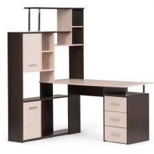 Компьютерный стол с ящиком и полкой Woodville КС-15 венге/дуб молочный левый 295293 (прямоугольная столешница)