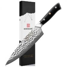 Нож шеф-повара из дамасской стали Keemake 8 Inch Chef Knife, 67 слоев, основа VG10 (10CR15MOV) + 316 сталь HRC60+-2 (T-1), черный