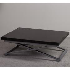 Стол-трансформер на колесах подъемно-раскладной (раскрытая книга) Левмар Compact D23/S59 венге/опоры серебро Levmar (прямоугольная столешница, 2 ножки)