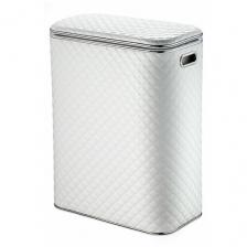 Корзина для белья Geralis SWH-B Ромб стежка, белая, кант хром, стандартная