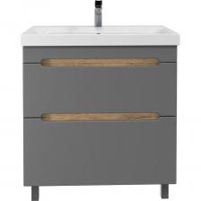 Тумба напольная SanStar Diva 80 с раковиной Moduo 80 (комплект) для ванной комнаты Дуб вотан, графит софт производится на российском заводе, оснащенном высокотехнологичным европейским оборудованием под брендом SanStar. Под контролем отдела качества, с соблюдением ТУ и ГОСТ. Линейка мебели Diva, выполненная в современном стиле, внесет в Вашу ванную комнату неповторимый дизайн и обновление. Дополнительно к тумбе возможно приобрести полный комплект мебели Diva, а именно зеркало или зеркальный шкаф, шкаф-пенал. Основные характеристики товара: Ширина 80 см, Высота 72,5 см, Высота с ножками 82,5 см, Глубина 45,5 см, Толщина материала 1,6 см, Вес 50,4 кг. Цвет мебели Дуб вотан, графит софт. Для изготовления корпуса используется влагостойкий ЛДСП - покрытие матовое, фасад изготавливается из МДФ . Для покрытия фасада изделия используется высококачественная матовая пленка увеличенной толщины. Фурнитура - хром. Два выдвижных ящика с направляющими скрытого монтажа и доводчиками Boyard. В комплект входит 4 ножки - 2 передние из хрома, 2 задние из пластика. Товар доставляется в предварительно собранном виде, состоит из 2 мест, надежно упакованных в пятислойный гофрированный картон. Страна производства Россия, гарантия 3 года, сертификат безопасности ТР ТС 025 RU Д-RU.PA06.В.79373/22, код ТН ВЭД 9403609009. В набор входит раковина. Материал - Фарфор. Moduo 80. Размеры изделия могут отличаться +/-1 см в связи со спецификой производства. Пожалуйста, учитывайте это при подборе.  