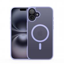 Прозрачный матовый чехол с фиолетовыми рамками (Light Purple) и с поддержкой MagSafe от Dux Ducis для iPhone 16, серия Yind Series Case