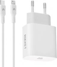 СЗУ Rocket Space Combo USB-C 20W + дата-кабель Type C - Lightning Белое