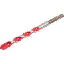 Сверло универсальное, благодаря специальной спиральной конструкции позволяет сверлить практически все материалы – металл, бетон, алюминий, керамику, дерево и пластик. Изготовлено из карбида вольфрама YG6X с твердостью 89-91 HRC. Корпус сверла с твердостью 42-45 HRC. Хвостовик - шестигранный (HEX - 1/4").