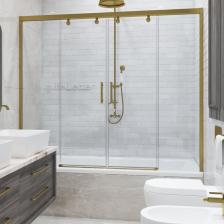 Шторка на ванну четырехсегментная раздвижная производства фабрики GuteWetter. В шторке на ванну реализованы новейшие разработки профильных систем, позволившие отказаться от нижнего направляющего профиля, данная шторка на ванну будет превосходным решением для любой современной ванной комнаты. Внимание! Шторка на ванну производиться с техническим зазором в 15 мм. Так, например, дверь 140 см шириной монтируется в проем от 138,5 до 141,5 см. Минимальная ширина бортика ванной для качественного функционирования направляющего механизма должна быть 55 мм.