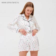 Пижама женская (рубашка, шорты) MINAKU: Light touch, размер 50, белая