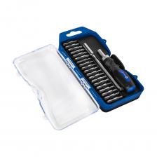 Набор бит для точных работ КОБАЛЬТ предназначен для использования с различным типом крепежа при ремонте компьютерной и мелкой бытовой техники, мобильных телефонов и часов. Отвёрточные рукоятки в наборе оснащены встроенным магнитом, благодаря которому биты надёжно зафиксированы при работе. Рукоятка и бита в составе набора выполнена из хром-ванадиевой стали. Компактный кейс выполнен из пластика.