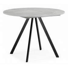 Кухонный стол Woodville Карпер 90(120) бетон метрополитан / черный матовый