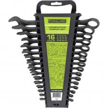 Ключи комбинированные, набор из 16 предметов на пластиковом держателе от бренда ForsLine - самый распространённый и популярный тип гаечного ключа, сочетающий в конструкции рожковый и накидной профили.Удобство использования. Его достоинство – проводить работы в самых труднодоступных местах. Рожковая сторона ключа подходит для работ с крепежом, доступ к которому есть лишь с одной стороны, а накидная часть для проведения работ с высоко нагруженными резьбовыми соединениями. Накидная часть имеет 12 граней.Универсальность. Подходит для ремонта легковых и грузовых автомобилей мототехники, квадроциклов, снегоходов, гидроциклов , спецтехники, садовой техники и прочих слесарно-монтажных работ с болтовым и гаечным крепежом.Качество. Ключи изготовлены из высококачественной углеродистой стали, что значительно увеличивает их устойчивость к механическим нагрузкам.Удобство хранения. Набор оснащен удобным пластиковым держателем-переноской. Все ключи имеют собственную нишу и надежно закреплены на держателе. Удобно брать с собой или хранить в автомобиле. Основным преимуществом данного набора является компактность размеров упаковки и сбалансированный состав набора, в который включены только самые необходимые и востребованные размеры.