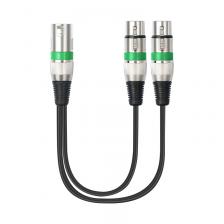 Аудиокабель XLR от 1 до 2, 3-контактный разъем-адаптер для микрофона Canon Stage, 1 точка, 2 штекера из цинкового сплава, 30 см, многоцветный