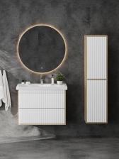 Тумба подвесная Onika «Дайлер 80», c раковиной Kirovit «Фостер 80», цвет белая/дуб сонома