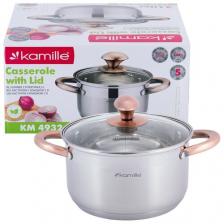Кастрюля 4,5 л. из нержавеющей стали Kamille KM 4933 с медными ручками (4,5 л. / серебристый)