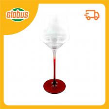 Бокал для вина хрустальный на красной ножке