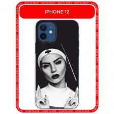 Чехол на Apple iPhone 12 / Айфон 12 с принтом Черная монашка