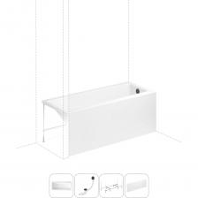 Прямоугольная акриловая ванна Rock производится в размерах 150, 160, 170 см по длине и имеет увеличенную ширину – 75 см, что вместе с расширением чаши ближе к изголовью позволяет комфортно принимать ванну или душ людям разного телосложения с полным погружением в теплую воду. Ширина боковых бортиков увеличена в области слива, что позволит разместить многочисленные флаконы с косметическими средствамир. Основа ванн из литьевого акрила — жесткий 4 мм лист полиметилметакрилата (ПММА), который помещают в вакуум-формовочное оборудование и под большим давлением заполняют матрицу будущей ванны. Для максимальной прочности конструкции по всему основанию купели закладывается усиленная плита ДСтП, а внешняя сторона покрывается смесью полимера с отвердителем и ровингом. После отверждения в ванне высверливают отверстия для слива-перелива. Сифон-автомат Useful Extras от Wellsee изготовлен из полипропилена высокой термической стойкости и прочности, неуязвим к воздействию агрессивных химических средств. Самоочищающаяся форма и изгибы сифона препятствуют скоплению грязи внутри обвязки и поддерживают высокую пропускную способность — 50 л/мин. Конструкция ванны предполагает установку на поперечные ножки или усиленный металлический каркас с максимальной нагрузкой до 500 кг и предусматривает дополнительную фиксацию к стене. Наличие регулировок на каждой ножке и распорках обеспечивает удобство установки на различных поверхностях.