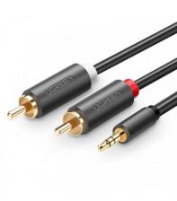 Кабель UGREEN AV102 (10772) 3.5mm Male to 2RCA Male Audio Cable 1m, серый 10772_