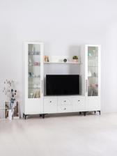 Гостиная под телевизор «Валенсия», 2431x383x2140 мм, цвет белый/белый МДФ