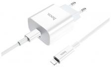 Сетевое зарядное устройство Hoco (C76A) Charger Set Type-C/PD20W + кабель Lightning (белый)