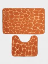 Коврики для ванной и туалета Доляна «Камни», 2 шт., 40x50, 50x80 см, бежевые