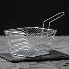Корзинка для картофеля фри Доляна «Квадро», мелкая сетка, серебристая