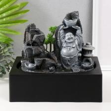 Фонтан настольный с подсветкой «Хотей со слитком в каменном городе», от сети, 29x21x26 см