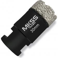 Универсальная алмазная коронка «HARD» MKSS является оптимальным выбором для сверления различных материалов, включая керамогранит, керамику, гранит, мрамор, бетон и кирпич. Основной характеристикой данного инструмента является наличие специального воска, который в процессе работы нагревается и забирает часть образовавшегося тепла на себя, обеспечивая охлаждение алмазного элемента. Технология производства данной оснастки, основанная на высокотемпературной вакуумной пайке, позволяет сверлить прочные материалы без необходимости применения водяного охлаждения. Коронка с резьбой под хвостовик М14 обеспечивает высокую скорость сверления на угловых шлифовальных машинах с максимальной частотой вращения 12000 оборотов в минуту. Сверление необходимо проводить в безударном режиме. Результатом использования данного инструмента будет ровное и точное отверстие без крошек и трещин на рабочей поверхности. Внимание, изображение товара может отличаться от реального! Верные параметры указаны в технических характеристиках товара.