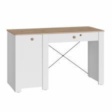 Стол письменный «Джастин 12.154», 1262x548x753 мм, цвет белый шагрень/дуб белый