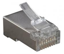 Hyperline Разъем RJ-45(8P8C) под витую пару, категория 6 (50 µ"/ 50 микродюймов), экранированный, универсальный (для одножильного и многожильного кабеля) (100 шт) [PLUG-8P8C-U-C6-SH-100]