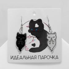 Серьги акриловые «Котики» духи, цвет чёрно-белый