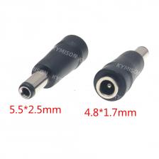 10 шт./лот, гнездовой разъем постоянного тока 4,8*1,7 мм до 5,5*2,5 мм, штекерный разъем адаптера питания постоянного тока, выход постоянного тока, разъем 5,5x2,5 до 4,8x1,7