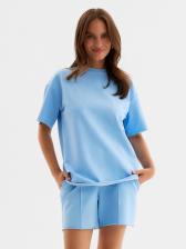 Комплект (футболка, шорты) женский MINAKU: Casual Collection, цвет голубой, размер 48