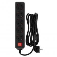 PC PET Сетевой фильтр 3м (5 розеток, EURO, EURO/RUS), черный {619894} [AP01006-3-B]