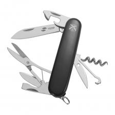 Нож перочинный STINGER имеет 13 функций Большое лезвие Консервный нож с малой отвёрткой Малое лезвие Открывалка для бутылок с отвёрткой Инструментом для снятия изоляции Ножницы Многофункциональный крючок Штопор Шило с иглой Кольцо для ключей