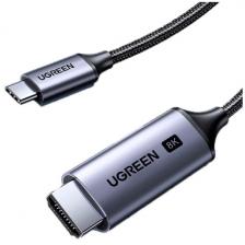 Кабель Ugreen CM556 (25158) USB-C to DisplayPort 8K Cable, длина 2 м, серебристый