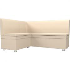Кухонный угловой диван Уют левый (экокожа бежевая) Лига Диванов 28383L