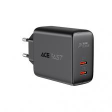 Зарядное устройство ACEFAST A9 PD40W USB-C+USB-C 2x port charger EU, черный AF-A9-BK