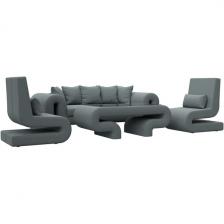 Набор Волна-2 (стол, диван, 2 кресла) (Серый/Рогожка) Лига Диванов арт.125330