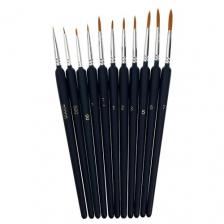 Набор кистей Calligrata круглые, нейлон (7091713), №7, 11 шт., пакет, черный