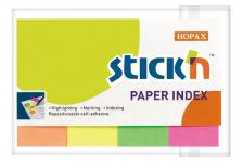Закладки самоклеящиеся, индексы STICK`N 21205, 20x50 мм, 4 цв х 50 лист