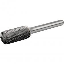 Борфреза твердосплавная тип B 14x25 мм S=6 мм цилиндрическая с торцевыми зубьями Diamond Industrial DIDBFA1425Предназначена для различных универсальных работ по обработке металлов и их сплавов:чистовая обработка, шлифовка и подгонка различных заготовок, формудаление заусенцевобработка фасок, кромок отверстийобработка сварных швов в труднодоступных местахфрезерованиегравировкаИспользуется на всех видах пневматических и электрических прямошлифовальных машин с цанговым зажимом 6 мм.Хвостовик борфрезы изготовлен из инструментальной стали, а рабочая головка - из качественного твердосплавного мелкозернистого сплава, обеспечивающего высокий ресурс.Двойная насечка на рабочей головке (DC) обеспечивает высокую производительность и большой съем обрабатываемого материала, уменьшает количество стружки.диаметр рабочей части (d1) - 14 ммдиаметр хвостовика (d2) - 6 ммдлина рабочей части (L1) - 25 ммобщая длина борфрезы (L2) - 65 ммПредназначена для работ по незакаленной и закалённой, конструкционной стали, латуни, меди, чугуну, бронзе, нержавеющей стали, титановым и никелевым сплавам, алюминиевым сплавам, металлокерамике.Также может условно использоваться (с существенно меньшей эффективностью) и по ряду мягких общестроительных материалов, таких, как дерево или пластик.Максимальная эффективность и производительность при работе с борфрезой достигается на высоких оборотах при использовании специальных инструментов - прямых шлифовальных машин с электрическим или пневматическим приводом.