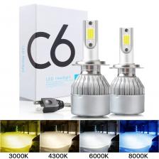 2x C6 Светодиодные автомобильные фары H7 LED H4 Лампа H8 H1 H3 H11 HB3 9005 HB4 9006 9007 880 881 9012 HIR2 Автолампы Противотуманные фары 8000K 6000K