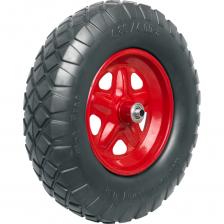 Полиуретановое колесо для садовой тачки или строительной тележки Колесо полиуретановое для садовой тачки или строительной тележки, размер 4.80/4.00-8 (390 мм), подшипник 20 мм, ступица 90 мм, непрокалываемое, цельнолитое, бескамерное Fachmann 05.142