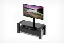 Тумба под аппаратуру Holder TV-34110, черный матовый+черное стекло