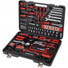 Универсальный набор инструментов RABBITEX из 159 предметов станет незаменимым помощником как в быту, так и в профессиональной деятельности. Состав набора позволит выполнять задачи различной сложности – от мелкого ремонта до профессионального монтажа.Набор инструментов RABBITEX изготовлен из высококачественной хромованадиевой стали. Рукоятки выполнены из нескользящего пластика с резиновыми вставками для максимального удобства и безопасности во время работы. В состав набора входят инструменты, необходимые в столярно-слесарном деле, для ремонта автомобиля и любой колесной техники, бытовой техники, а также мебели.Реверсивная трещотка, удлинители и адаптер обеспечивают доступ к креплениям и узлам даже в труднодоступных местах.Весь инструмент располагается в ударопрочном кейсе с металлическими застежками и ручкой для удобства переноски. Каждый элемент набора надежно закреплен внутри пластикового кейса и не выпадает при переноске. Углубления для бит, торцевых головок, рожковых ключей и отверток внутри кейса пронумерованы в соответствии с размером каждого инструмента.